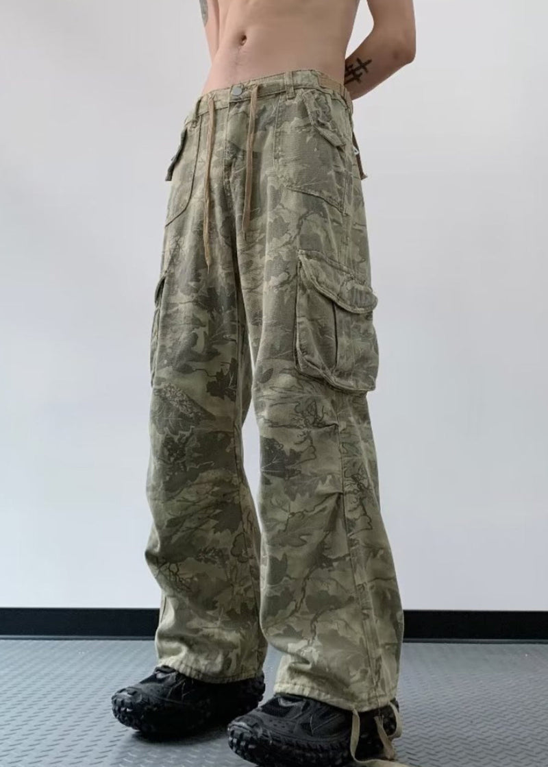 Camouflage Print High Wais Denim Pants