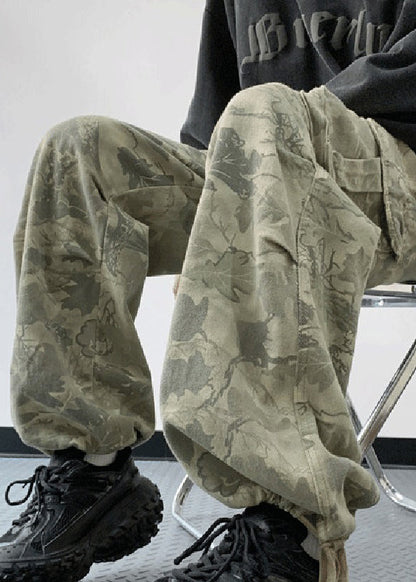 Camouflage Print High Wais Denim Pants
