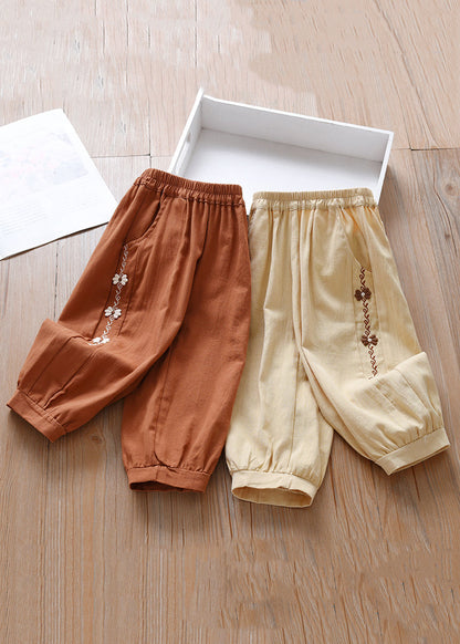 Caramel Elastic Waist Beam Pants Spring