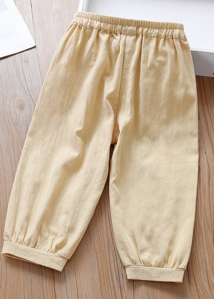 Caramel Elastic Waist Beam Pants Spring