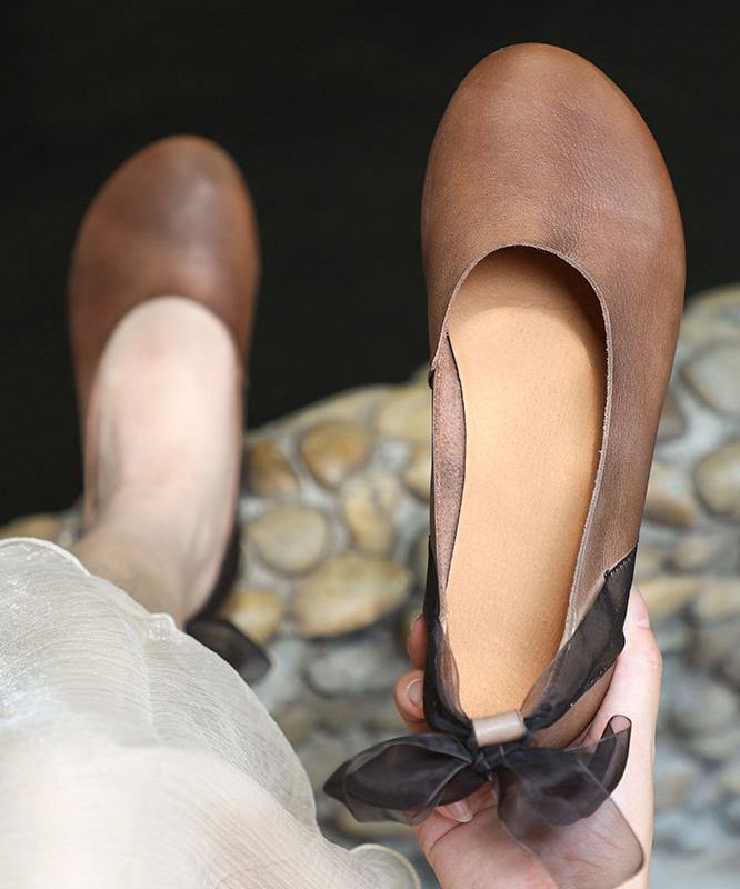 Chocolate Gladiator Flat Shoes Genuine Leather
