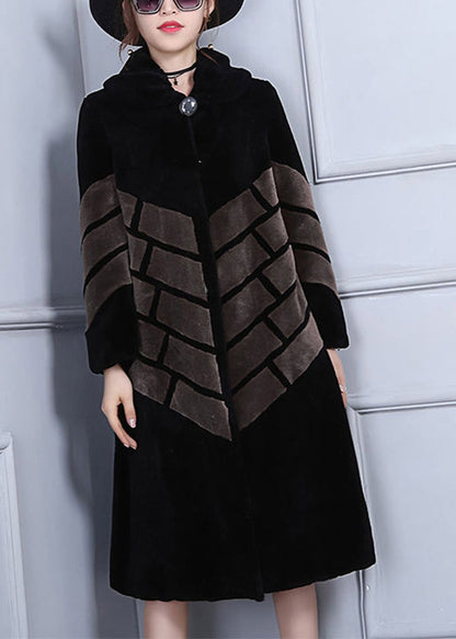 Chocolate Oversized Patchwork Wool Jackets Winter