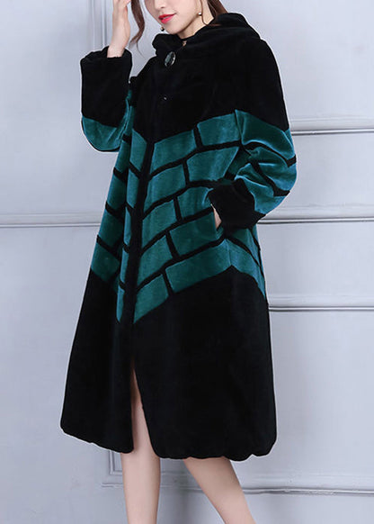 Chocolate Oversized Patchwork Wool Jackets Winter