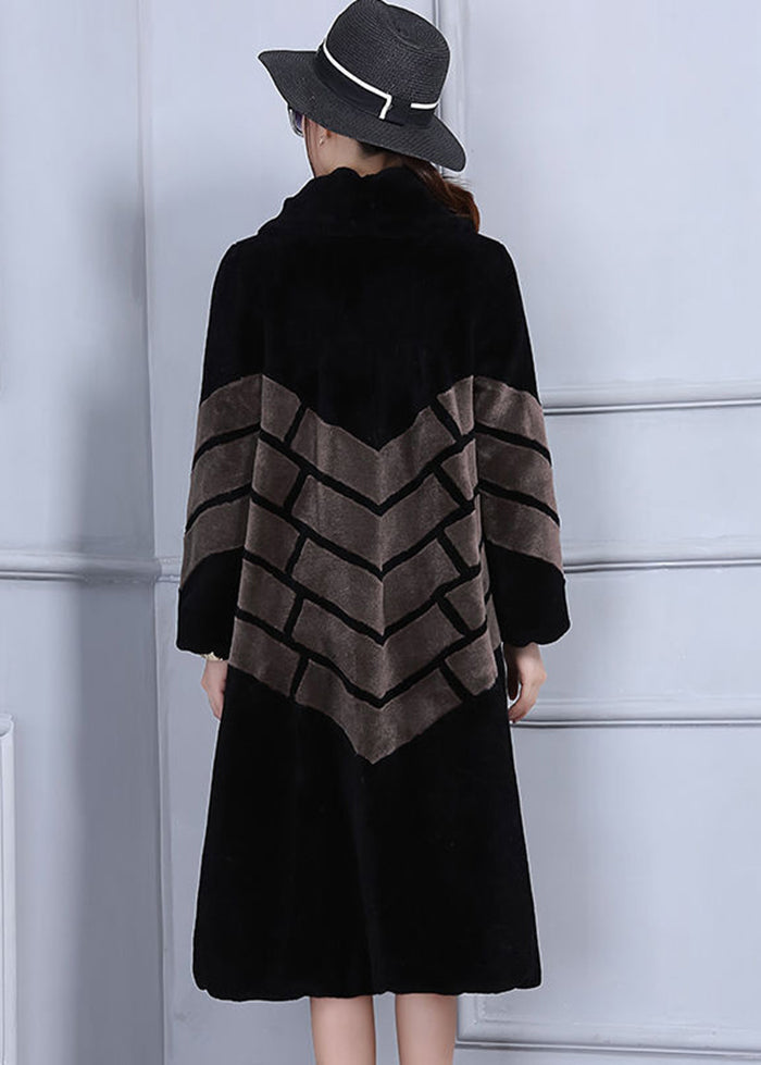 Chocolate Oversized Patchwork Wool Jackets Winter