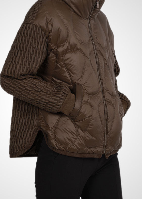 Chocolate Stand Collar Zip Up Thick Duck Down Jackets Winter