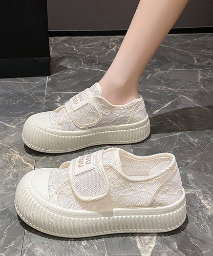 Comfy Beige Breathable Mesh Splicing Flats