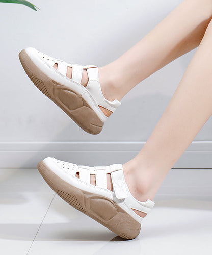 Comfy Beige Hollow Out Platform Walking Sandals