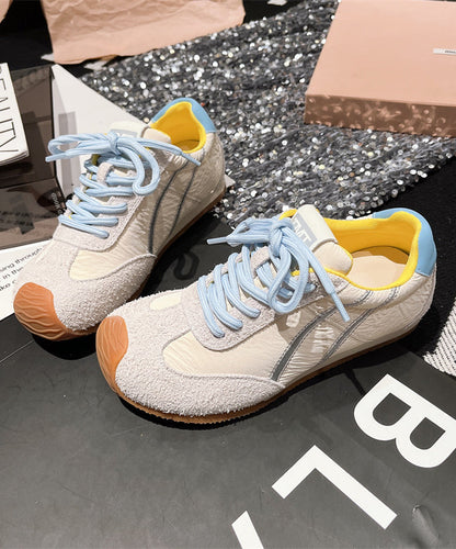 Comfy Lace Up Splicing Sport Shoes for Blue Suede