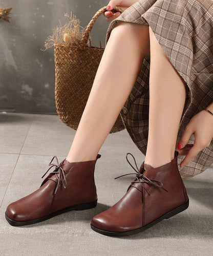 Cross Strap Boots Black Cowhide Leather Ankle Boots