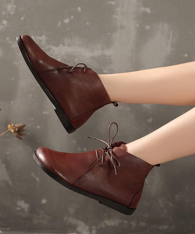 Cross Strap Boots Black Cowhide Leather Ankle Boots
