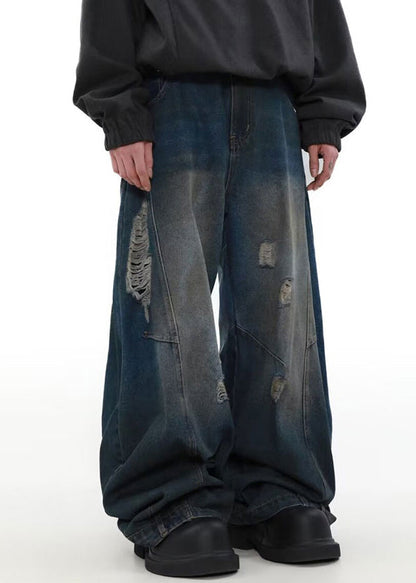 Denim Blue Pockets Patchwork Pants Summer