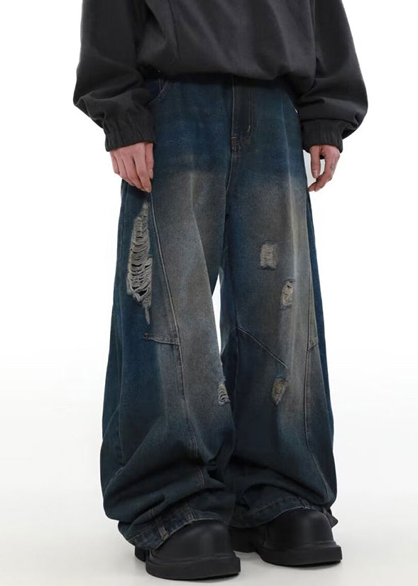 Denim Blue Pockets Patchwork Pants Summer