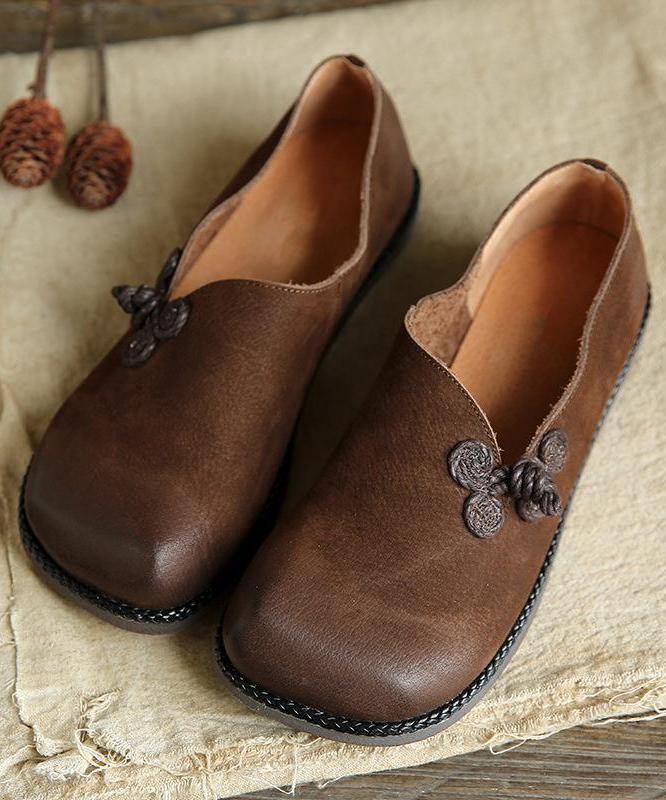 Flat Shoes Brown Faux Leather Loafer Shoes