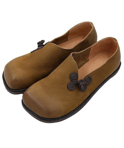 Flat Shoes Brown Faux Leather Loafer Shoes
