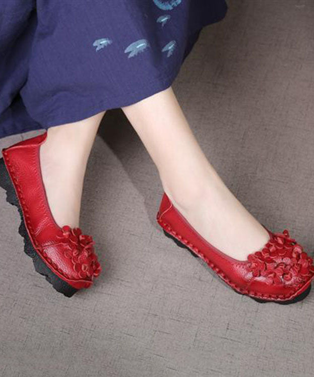 Penny Loafers Red Cowhide Leather
