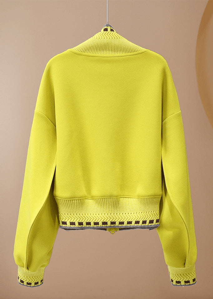 Fluorescent Yellow Jacquard Cotton Jackets Spring