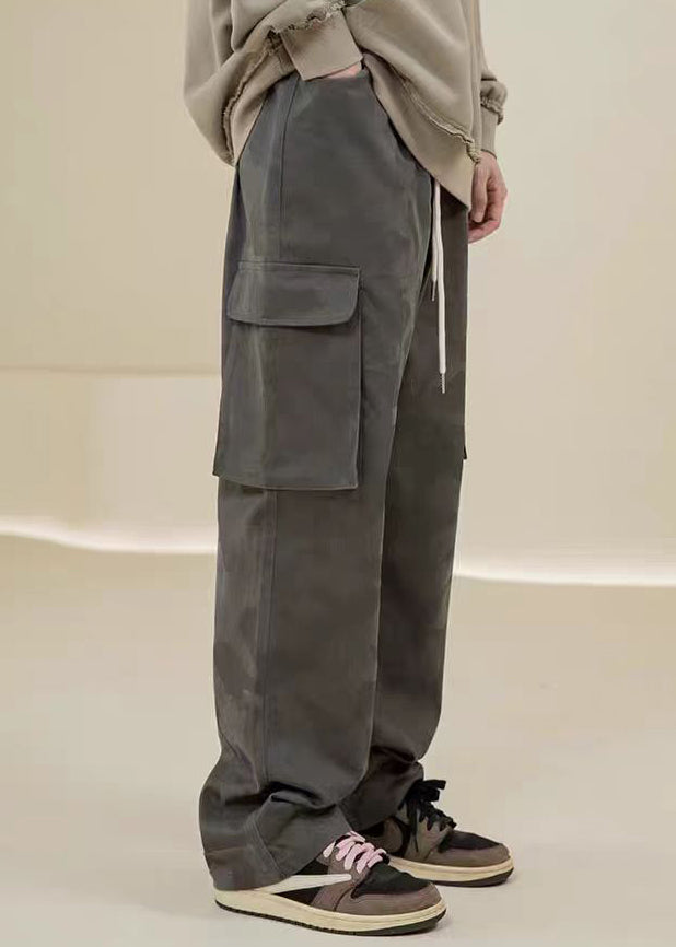 Green Camouflage Embroideried Pockets Cotton Pants Spring