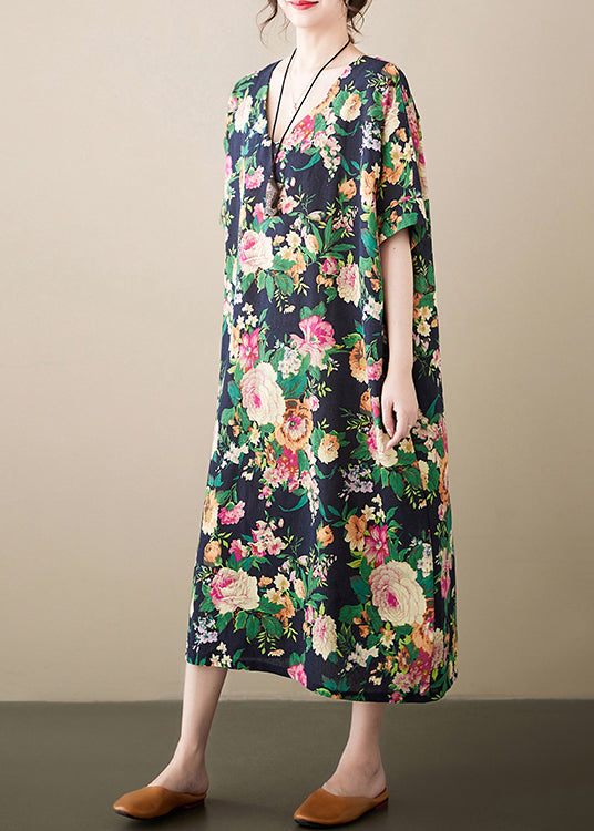 Green Oversized Linen Long Dress Summer