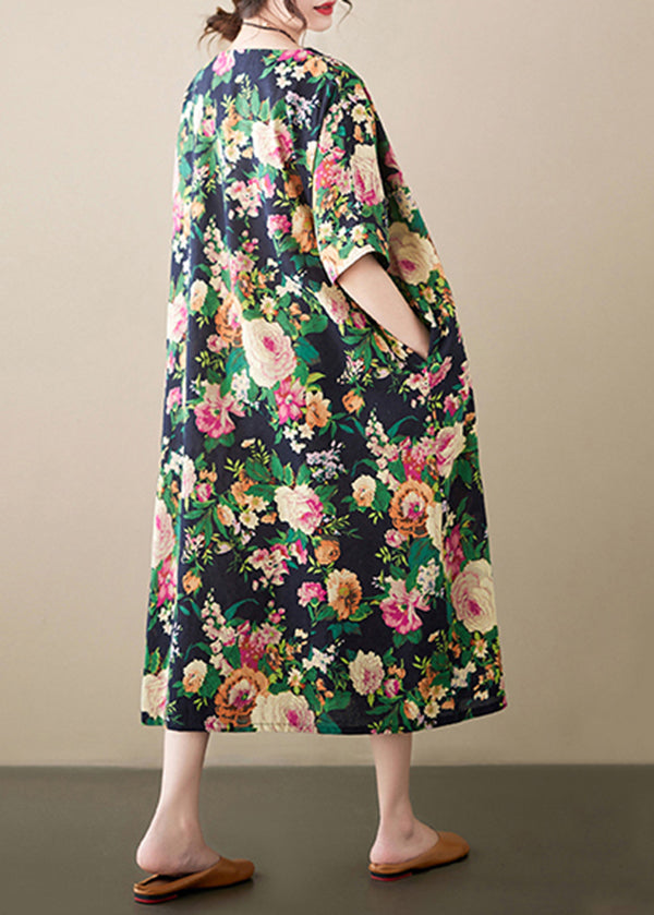 Green Oversized Linen Long Dress Summer