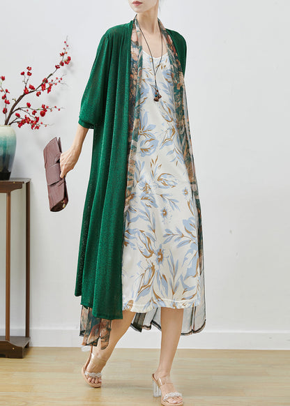 Green Oversized Patchwork Chiffon Loose Coat Spring