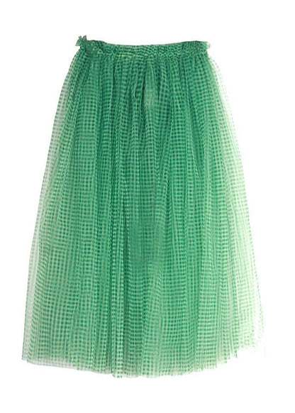 Green Plaid Tulle Vacation Skirts Spring