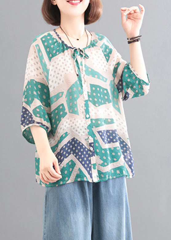 Green Print Button Shirt Bracelet Sleeve