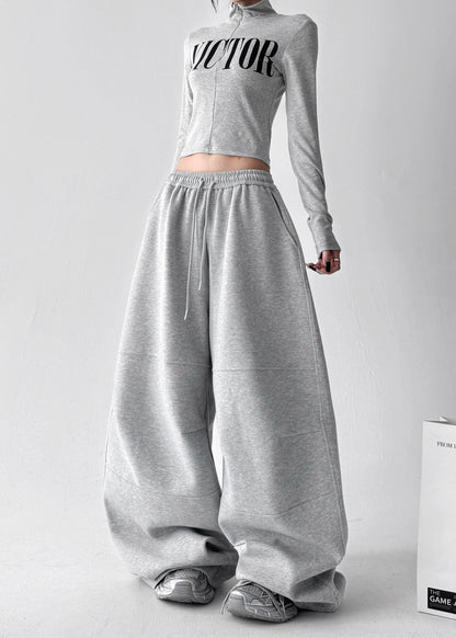 Grey Oversized Cotton Harem Pants Fall