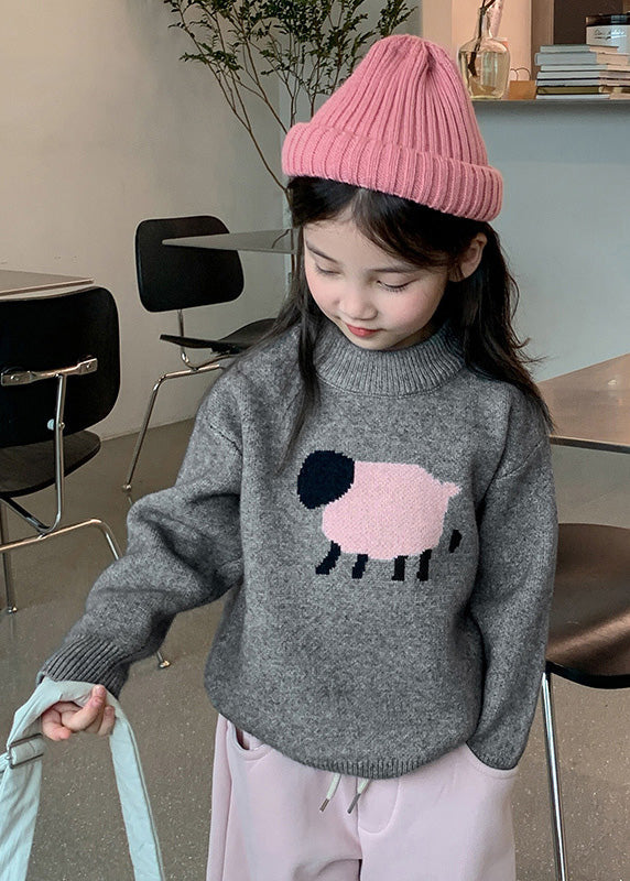 Grey Patchwork Cotton Knit Sweater Spring