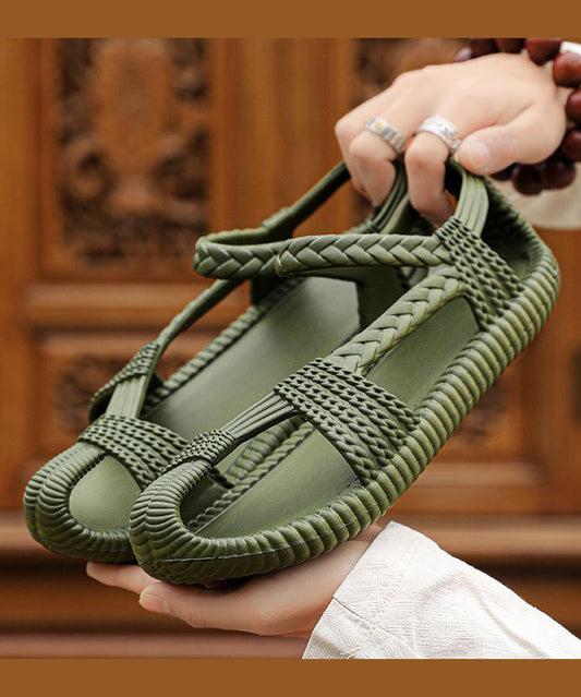 Hollow Out Splicing Sandals Army Green