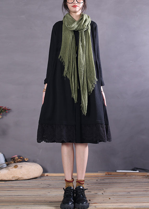 Khaki Button Hollow Out Patchwork Knit Cardigan Spring