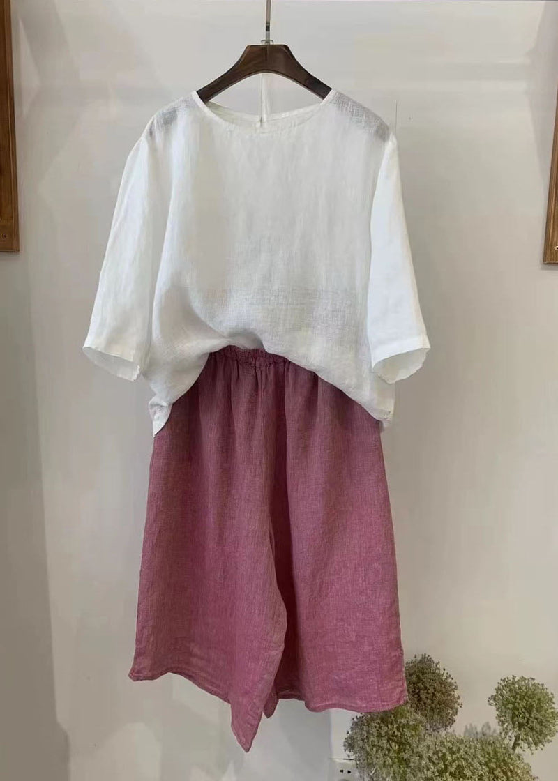 Khaki Oversized Plaid Linen Harem Pants Summer