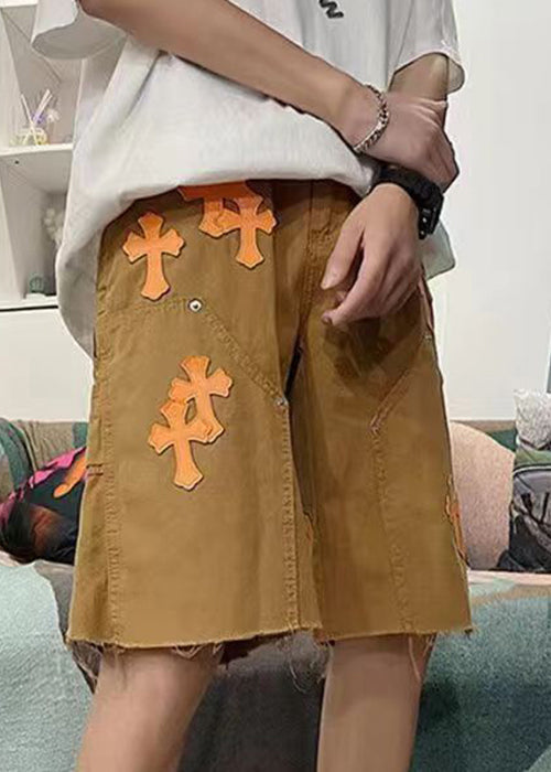 Khaki Pockets High Waist Denim Shorts Summer