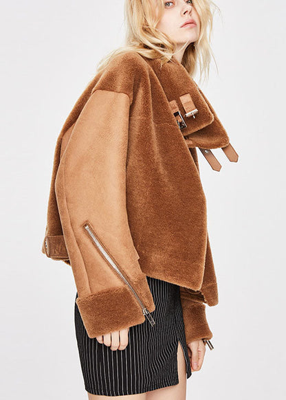 Khaki Thick Zippered Winter Coats