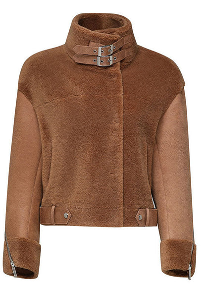 Khaki Thick Zippered Winter Coats