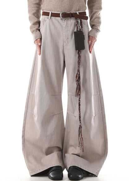 Khaki Wrinkled High Waist Denim Pants Fall