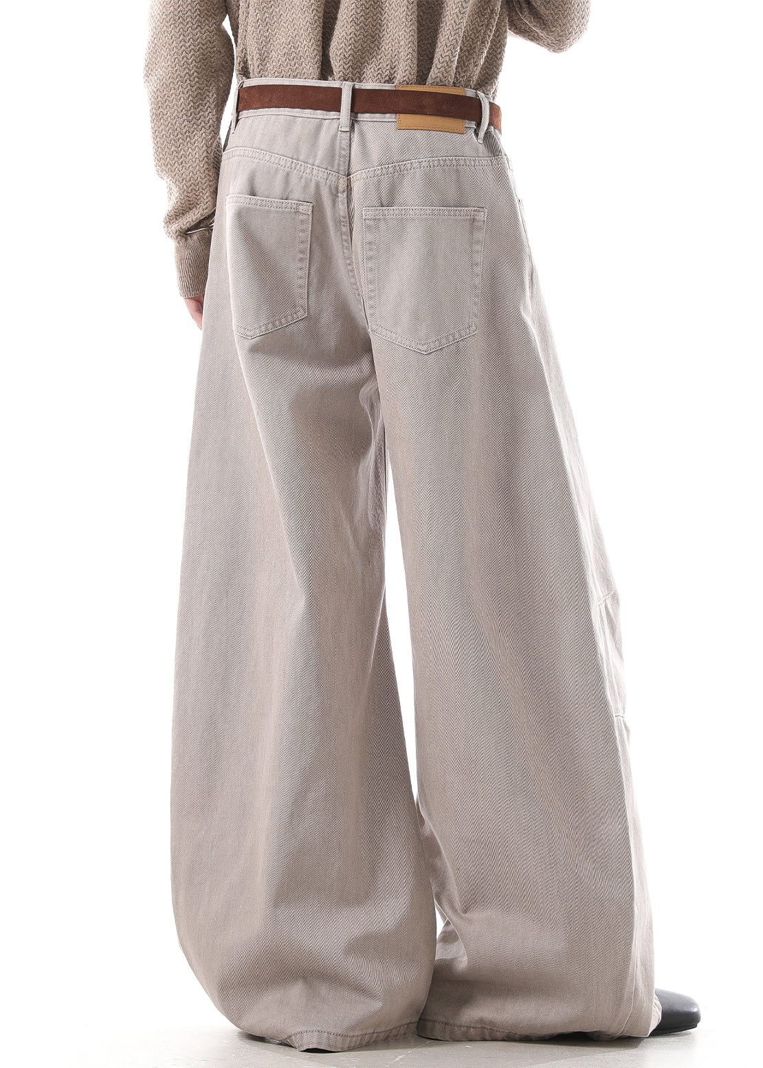 Khaki Wrinkled High Waist Denim Pants Fall