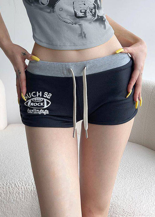 Letter Printed Lace Up Workout Gym Shorts Running Shorts