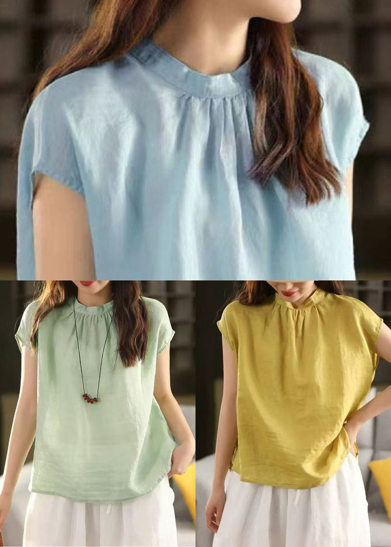 Light Green Oversized Linen Tops Summer