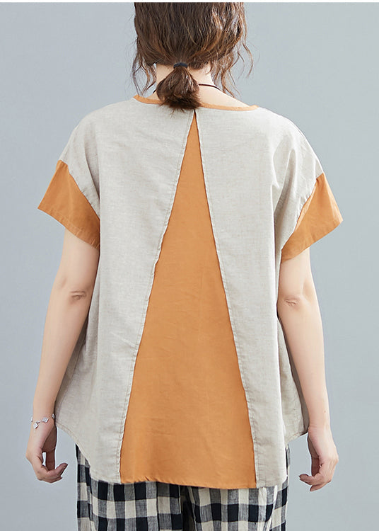 Light Grey Oversized Patchwork Pockets Cotton Tanks Summer