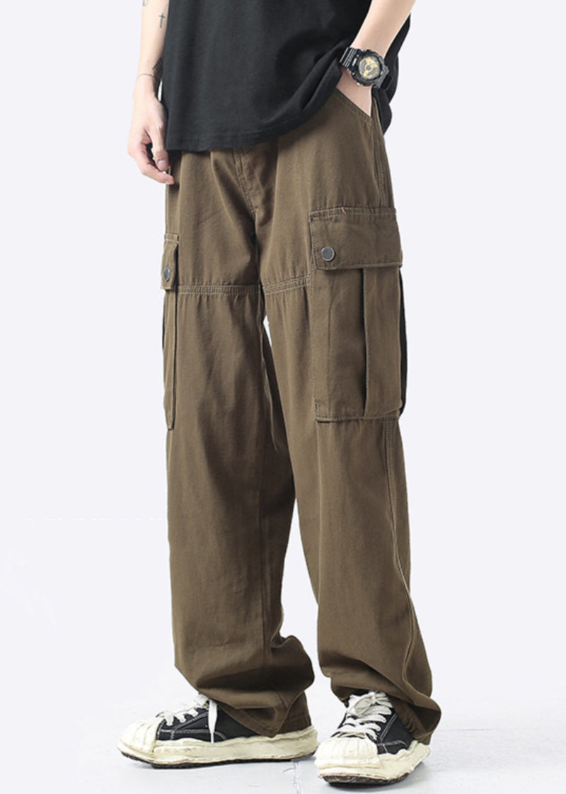 Light Grey Pockets High Waist Cotton Crop Pants Spring