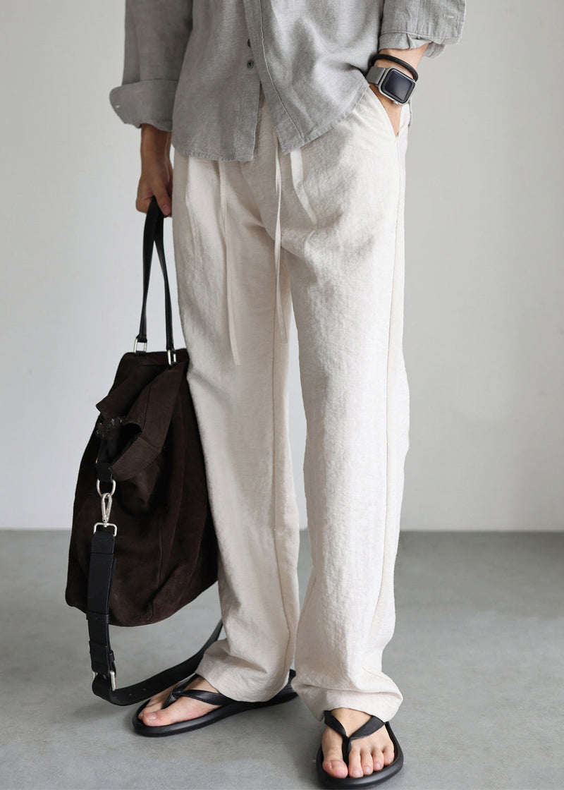 Linen Lace Up Pockets Pants Fall