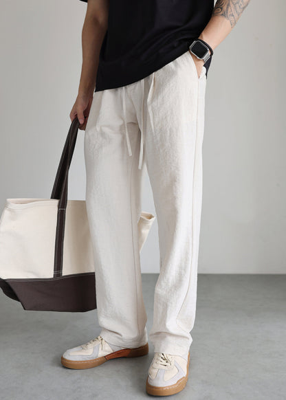 Linen Lace Up Pockets Pants Fall