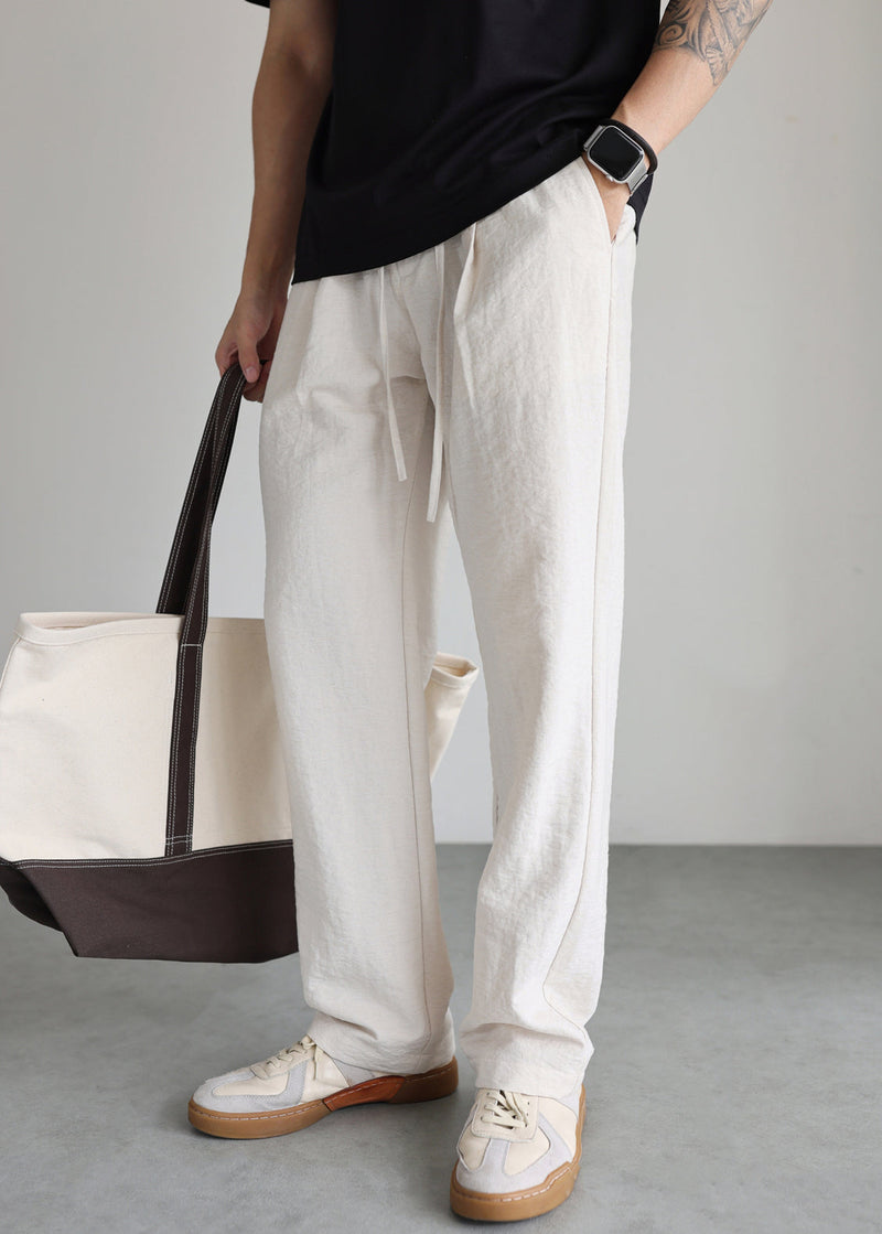 Linen Lace Up Pockets Pants Fall