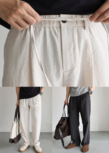 Linen Lace Up Pockets Pants Fall
