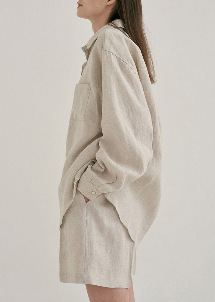 Linen Shirts and Shorts Two Pieces Set Summer