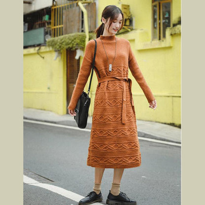Loose Orange Sweater Drawstringdresses Winter Clothes