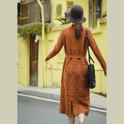 Loose Orange Sweater Drawstringdresses Winter Clothes