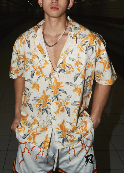 Loose Print Short Sleeved Shirt Summer Thin Style