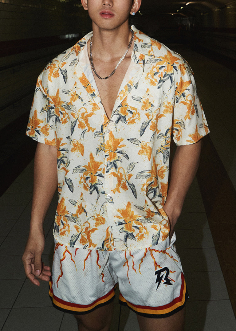 Loose Print Short Sleeved Shirt Summer Thin Style