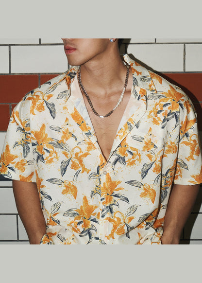Loose Print Short Sleeved Shirt Summer Thin Style